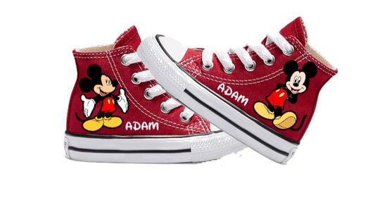 Mickey Mouse Red High Top Sneakers, Mickey Mouse High Top Sneakers