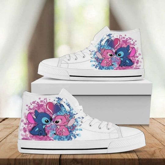 Stitch Angle Disney Custom High Top Cartoon Custom Shoes Anime Custom High Top