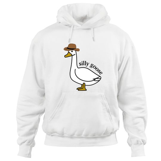 Embroidered Silly Goose Hoodies, Embroidered Cowboy Hat Crewneck Hoodies