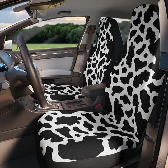 Black And White Cow Print Car Seat Covers, Funny Animal Farm Car Seat Covers