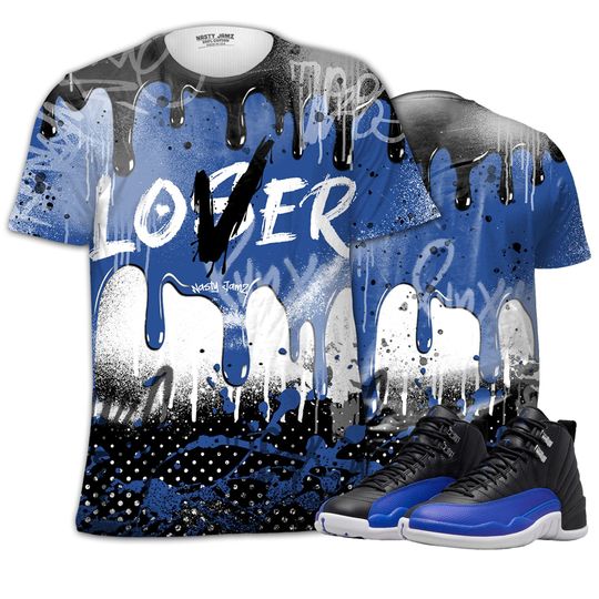 Loser Lover 3D Drip Paint Unisex matching Shirt 3D Jordan 12 Retro Hyper Royal 3D Shirt