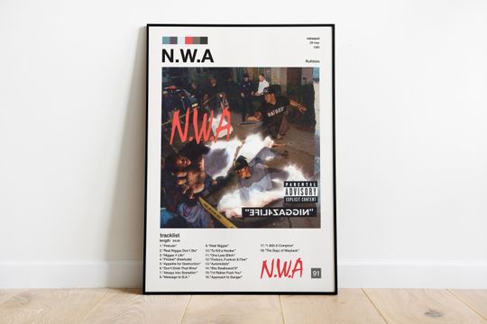 Vintage NWA 90s Rap Tracklist Poster - Minimal Album Cover Poster Art Poster
