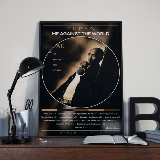 Tupac Poster Print | Me Against the World Poster, Hip Hop Poster, Album Cover Poster, CD Poster, Tracklist Poster