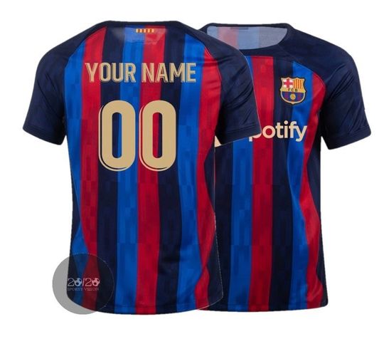 Youth Barcelona Home Custom Soccer Fan 3D T-shirt