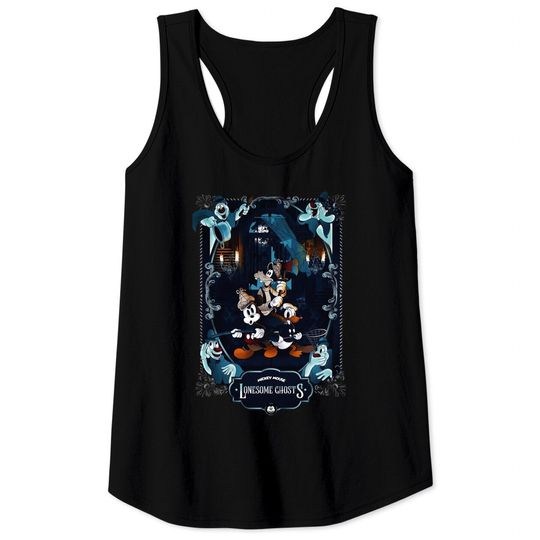 Vintage Mickey Mouse Lonesome Ghosts Tank Tops, Disney Halloween Retro Tank Tops, Mickey Halloween Tank Tops