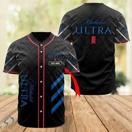 Personalized Black Michelob ULTRA Baseball Jersey,Beer Lovers Jersey, Vodka Lovers Jersey
