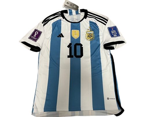Argentina 2022 World Cup Home 3 Stars and 3 patch Jersey