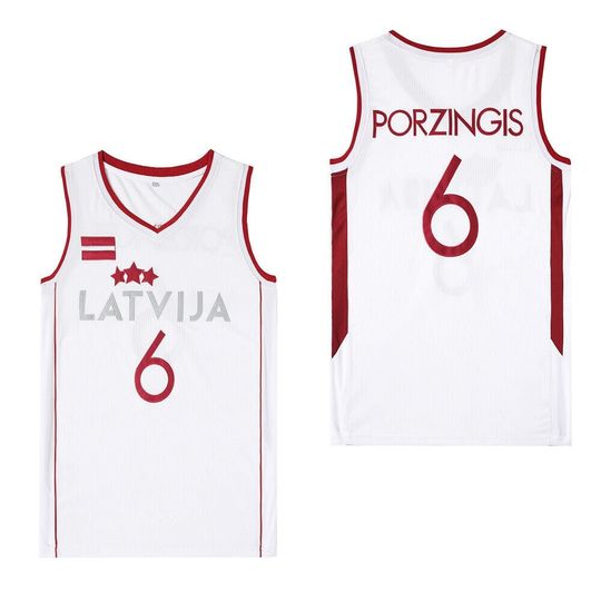 Latvia Team Kristaps Porzingis Basketball Jersey