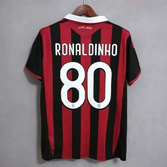 AC Milan 2009 2010 RONALDINHO 80 Retro Vintage Classic Shirts Jersey Football