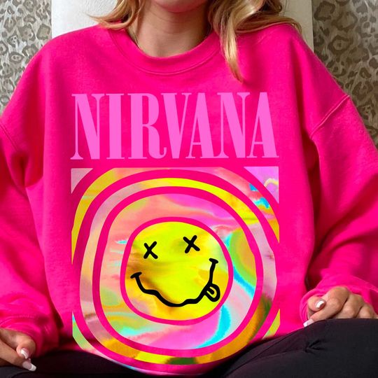 Nirvana Smile Face Sweatshirt, Nirvana Sweatshirt