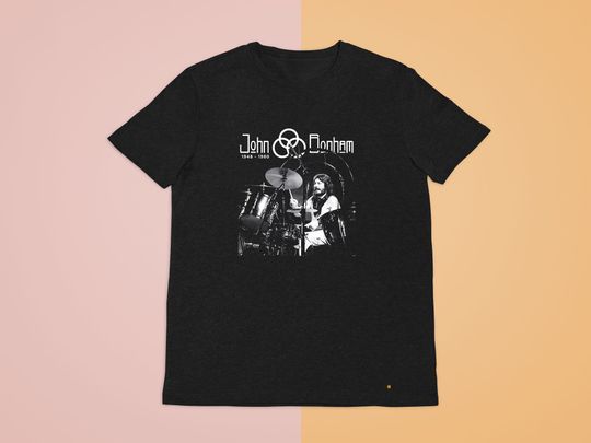 JOHN BONHAM Legend Drummer Black Tee Shirt