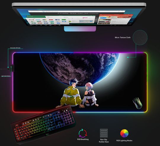 Cyberpunk Edgerunner Lucy Mousepad, RGB Gaming Accessories, Anime Mousepad