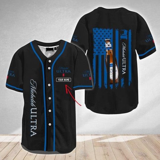 Personalized USA Flag Michelob Ultra Baseball Jersey, Beer Lovers Jersey