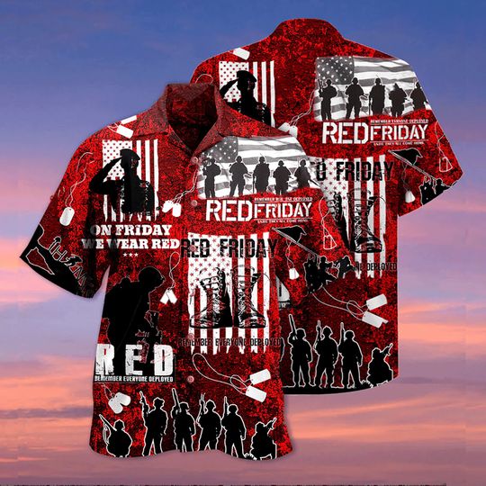 Veteran Red Friday 3D All Over Printed Hawaii Shirt,  Vintage Hawaiian Shirt