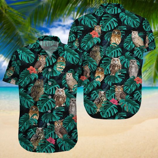 Owl Hawaiian Shirt, Owl Shirt For Men, Owl Beach Shirt