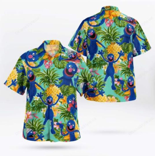 The Muppet Grover Pineapple Tropical Hawaiian Shirt, Aloha Shirt Lovers Gift