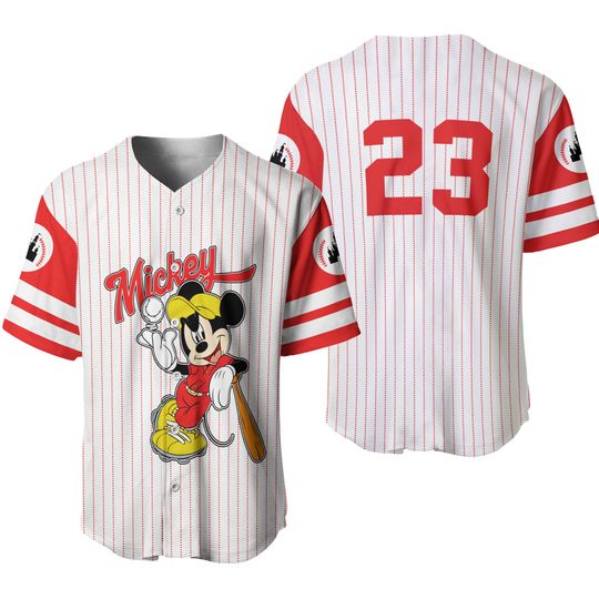 Mickey Mouse Red White Baseball Jersey