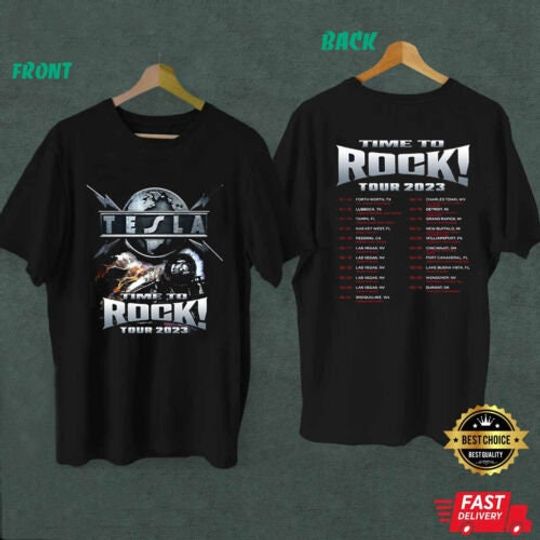 Tesla Shirt, Tesla Time To Rock 2023 Tour Shirt, Time To Rock Tour Shirt