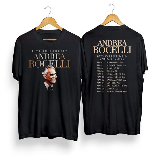 Andrea 2023 Bocelli Valentine and Spring Tour, Andrea legend Bocelli 2023 Tour Shirt