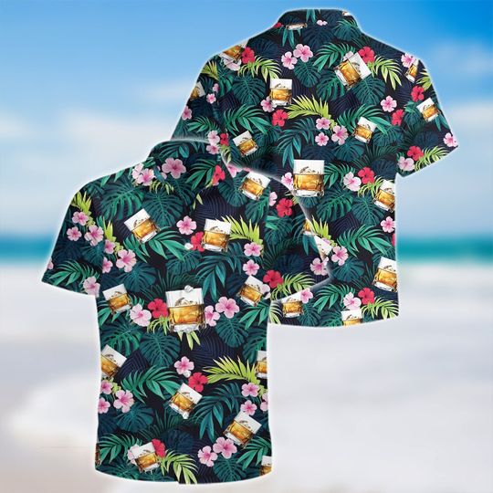 Bourbon Hawaiian Shirt for Men, Women, love Bourbon Aloha Shirt Summer Casual Button Down Shirts