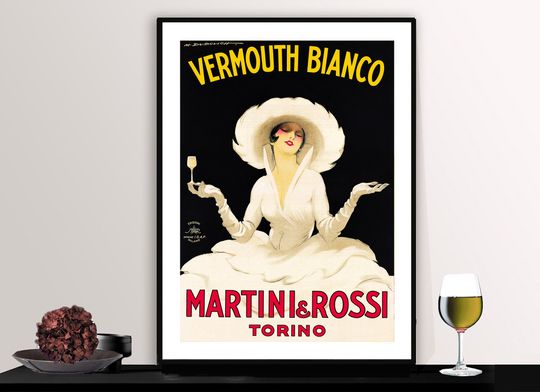 Vermouth Bianco Martini and Rossi  Vintage Food&Drink Poster