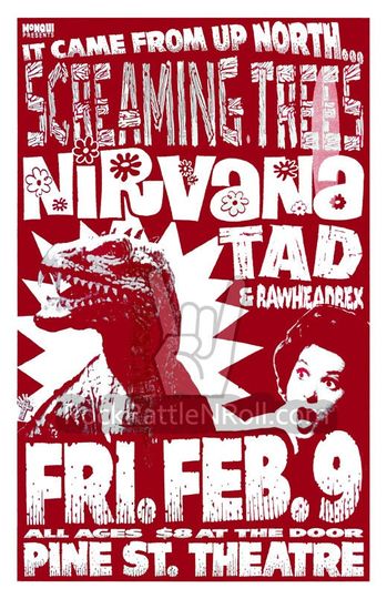 NIRVANA 1990 Iconic Concert Poster Pine St Theatre Kurt Cobain