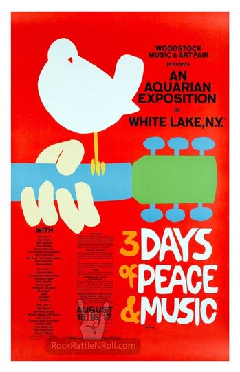 WOODSTOCK 1969 Festival  Poster Vintage Design Classic Happy Hippy