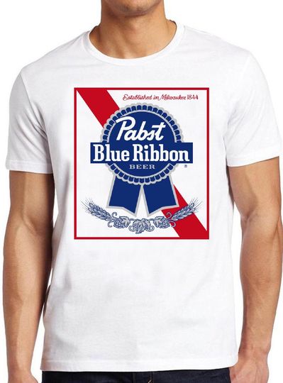 Pabst Blue Ribbon Beer Milwaukee T Shirt B1933  Draft Retro Cool Top Tee