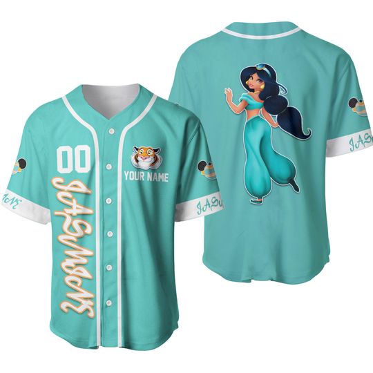 Jasmine Princess Rajah Tiger Mint White | Disney Custom Baseball Jersey