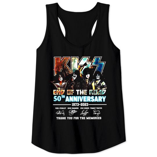 Kiss End Of The Road 50th Anniversary 1973-2023 Signatures Tank Tops