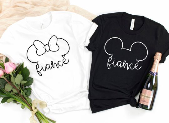 Custom Fianc T-shirt, Engagement Party Shirts, Mickey And Minnie Fianc T-shirt