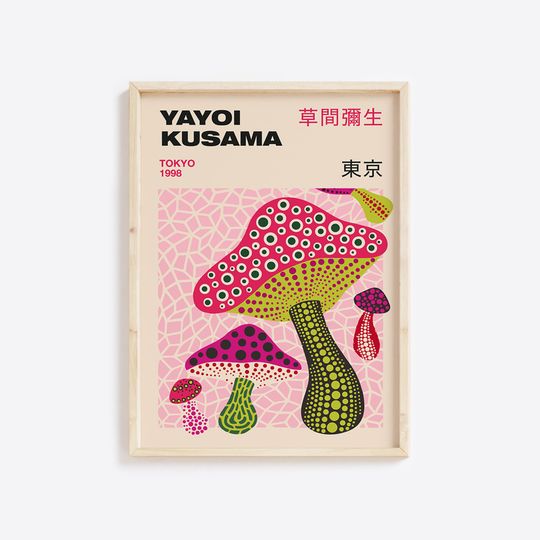 Yayoi Kusama Poster, Mushroom Collection, Museum Exhibition Poster, Yayoi Kusama Wall Art