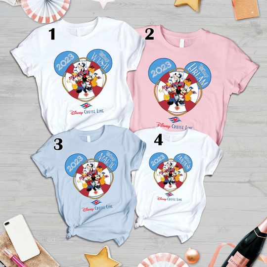 Mickey & friends Disney Cruise Line 2023 shirt, Disney wish fantasy wonder dream magic Family Cruise shirts