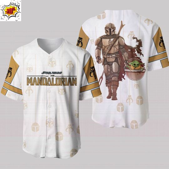 Mandalorian and baby Yoda Baseball Jersey Shirt