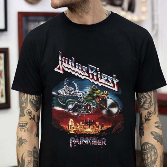 Vintage Judas Priest Painkiller 1990 Tour T-Shirt, Judas Priest Tour Concert Shirt