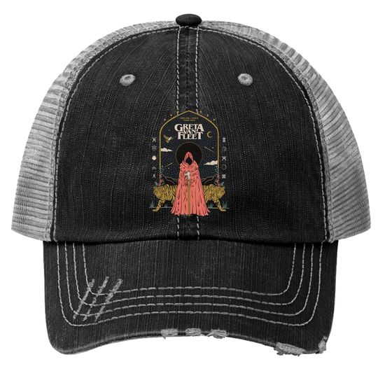 Greta Van Fleet Trucker Hats, Greta Van Fleet Tour Trucker Hats, Dreams in gold Trucker Hats