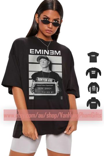 Eminem Slim Shady T Shirt Rap Cool Fun Unisex Baggy Boyfriend Shirt