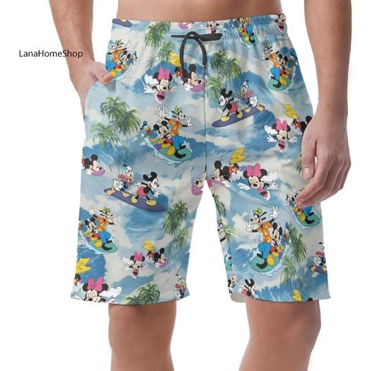 Disney Summer Mickey And Minnie Mouse Hawaiian Shorts, Disney World Gift