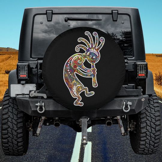 Native American Kokopelli with Ornaments Spare Tire Cover