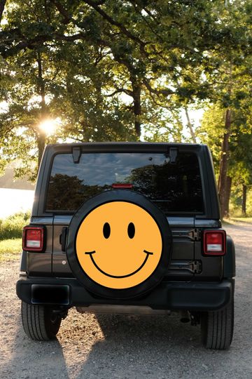 Yellow Smiley Face Spare Tire Cover