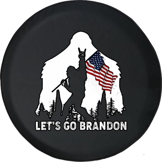 Lets Go Brandon American Flag Bigfoot Spare Tire Cover