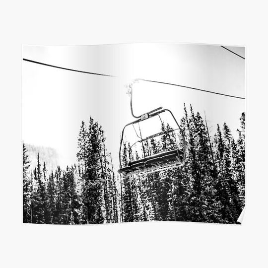 Empty Skilift // Black and White Snowboarding Dreaming of Winter Premium Matte Vertical Poster