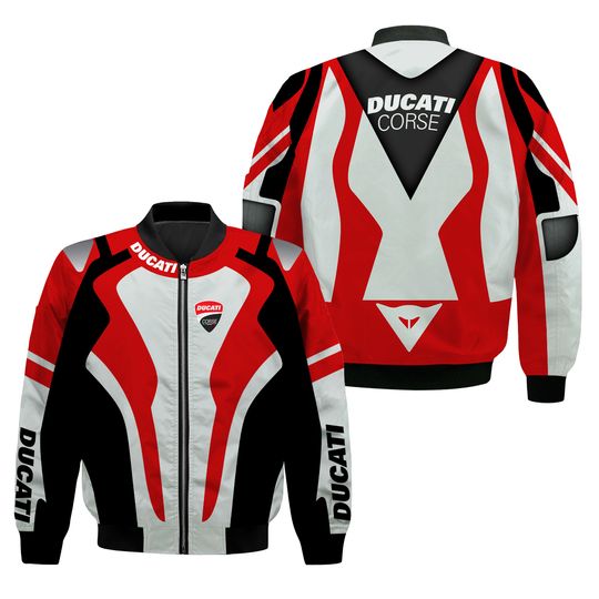 3D Bomber Jacket All Over Print Ducati Corse K1 Ducati Corse V3 Bomber Jacket