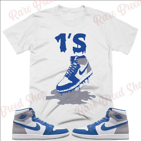 Shoe Dripping Shirt to Match Jordan Retro 1 True Blue, Retro 1 True Blue Shirt