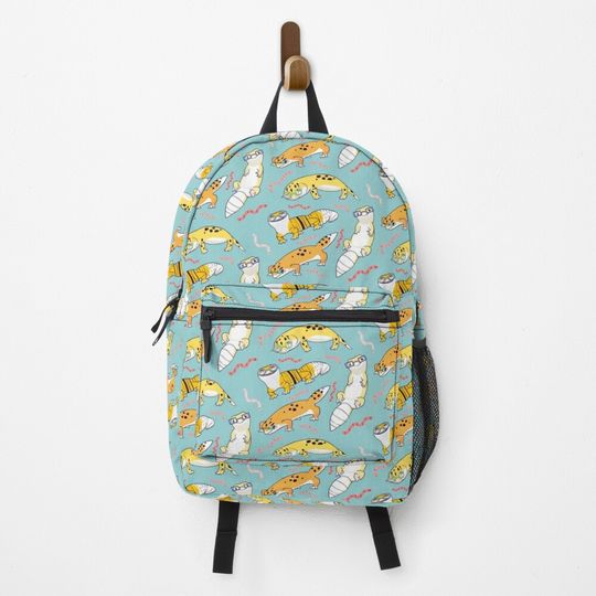 Yellow Leopard Gecko - Cute Yellow and Green Cartoon Animal Pattern Backpack