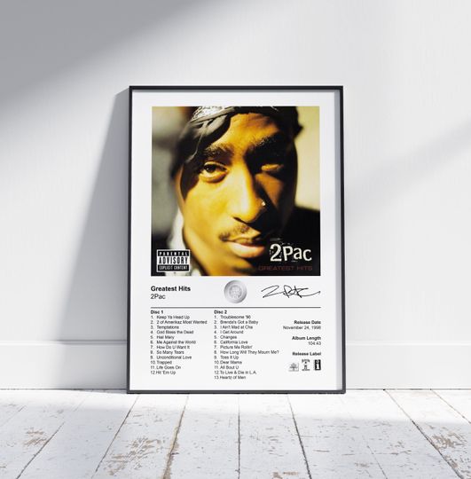 2Pac Poster - Greatest Hits Album Cover Poster Print - Tupac Shakur Poster Print - Wall Art - Home Decor - Music Gift