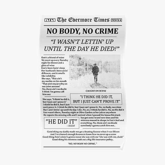No Body No Crime Newspaper Premium Matte Vertical Poster