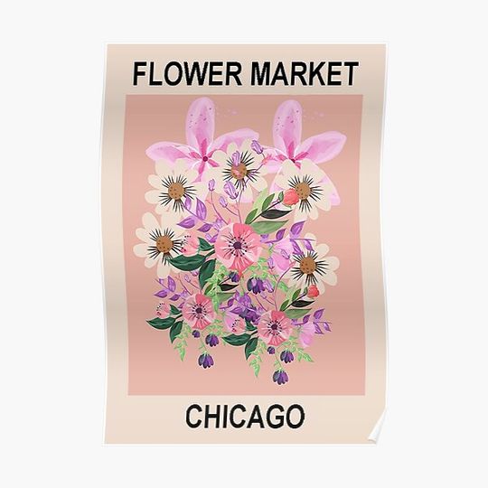 Flower Market Chicago Premium Matte Vertical Poster