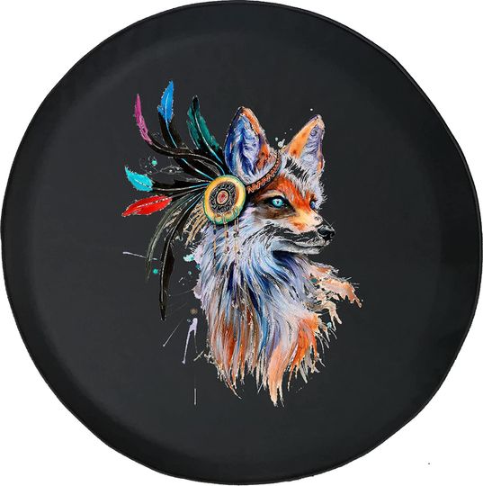 Spare Tire Covers for Trailers - Watercolor Mystical Fox