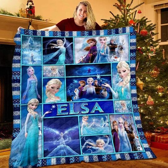Family Frozen Fleece Blanket, Personalized Custom Elsa Blanket, Elsa Anna Blanket